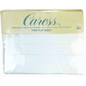 Vintage Caress Twin Flat Sheet JP Stevens For Mervyns Solid White Made In USA